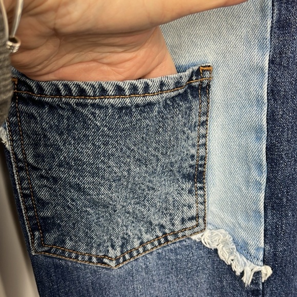 Revice Womens Jeans Light/Dark Wash Mix 24 Patchwork Button Fly Distinctive EUC - Picture 6 of 16
